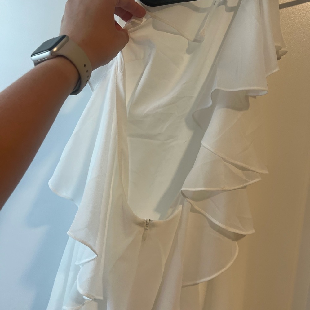 Open Back White Ruffle Mini Dress - Picture 3 of 6